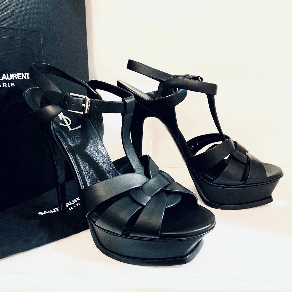 Saint Laurent TRIBUTE 105 Black Platform Sandal